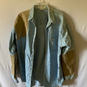 XL Columbia jean shirt with tan patches